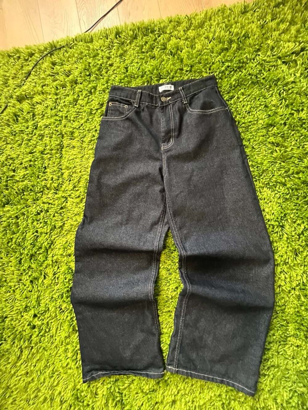 Lewkin Dark Wash Wide Leg Baggy Denim Jeans